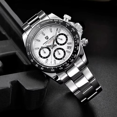 PAGANI DESIGN PD1644 Luxury Chronograph Men's Quartz Watch – 100M Waterproof Stainless Steel Sports Wristwatch with Date Display