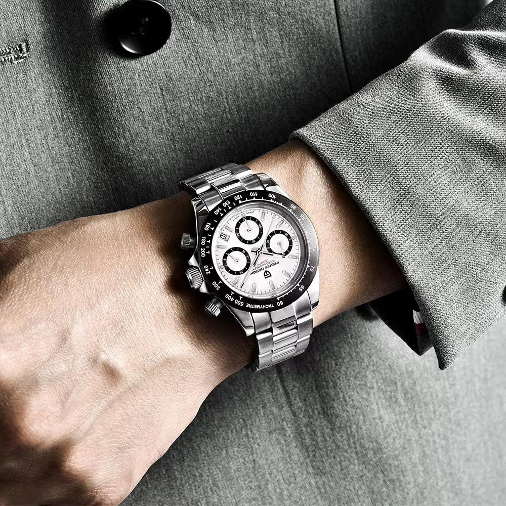 PAGANI DESIGN PD1644 Luxury Chronograph Men's Quartz Watch – 100M Waterproof Stainless Steel Sports Wristwatch with Date Display