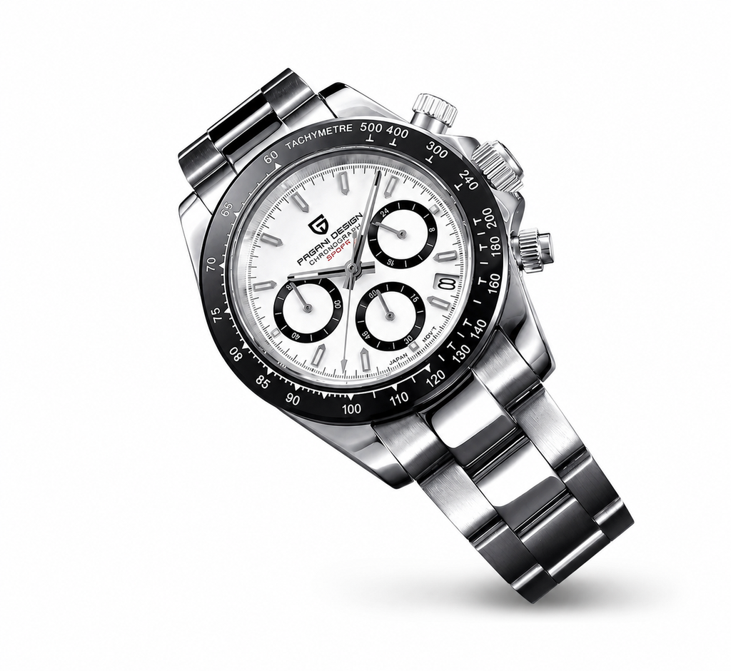 PAGANI DESIGN PD1644 Luxury Chronograph Men's Quartz Watch – 100M Waterproof Stainless Steel Sports Wristwatch with Date Display